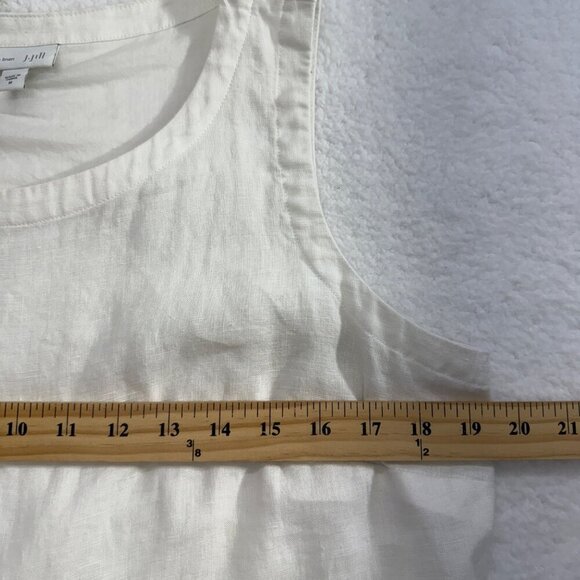 J.Jill Love Linen Sleeveless Dress Pockets Cream Tan Border Beachy Coastal Sz M - Picture 9 of 12